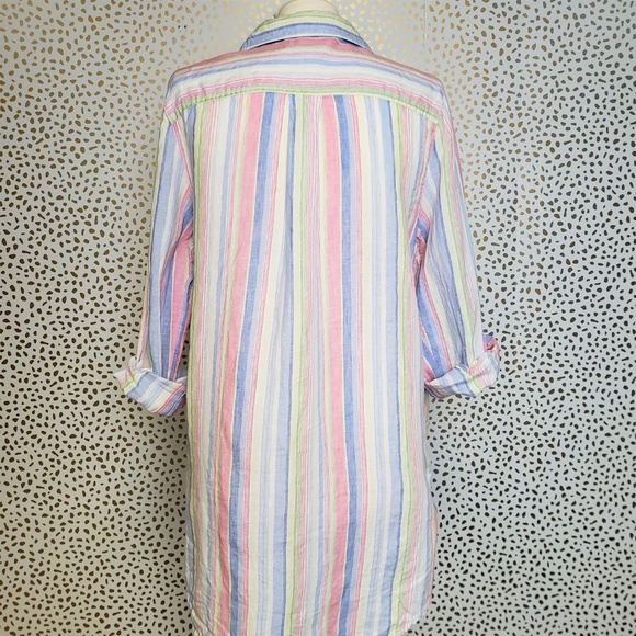 St Tropez Striped Linen Button Down - Picture 2 of 4